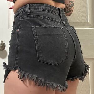 Signature8 Frayed Hem Black Jean Shorts